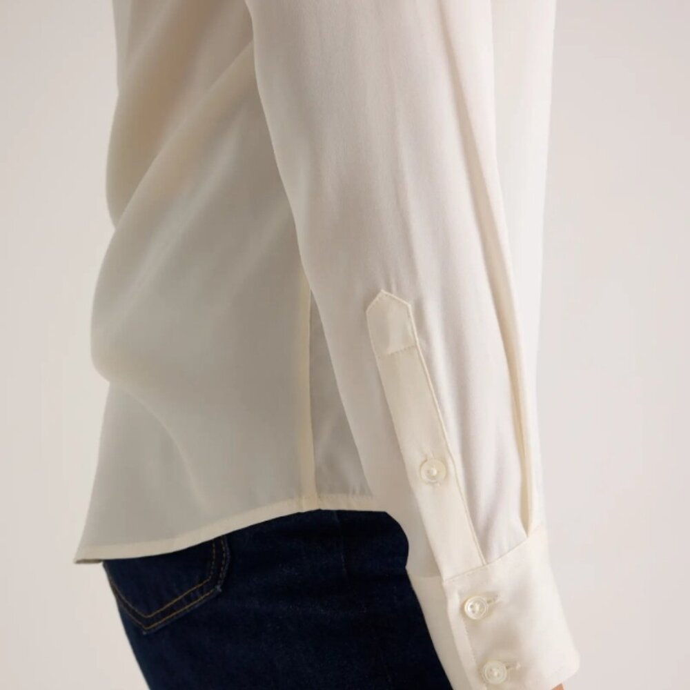Washable Stretch Silk Notch Collar Blouse - Picture 3 of 10